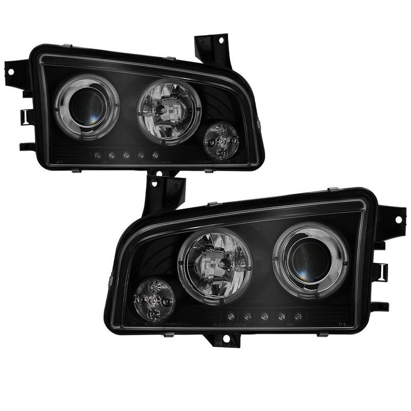 Spyder Auto Dodge Charger 06-10 Projector Headlights - Halogen Model Only - LED Halo - Black Smoke - 5078353