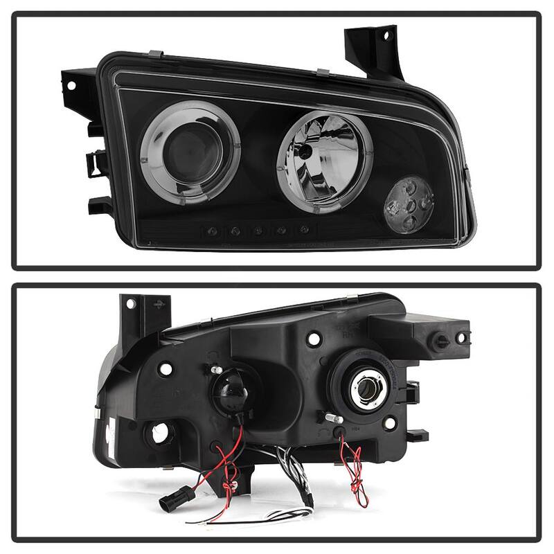 Spyder Auto Dodge Charger 06-10 Projector Headlights - Halogen Model Only - LED Halo - Black Smoke - 5078353