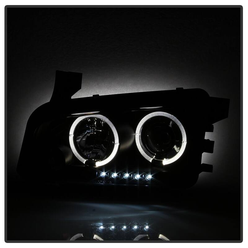 Spyder Auto Dodge Charger 06-10 Projector Headlights - Halogen Model Only - LED Halo - Black Smoke - 5078353