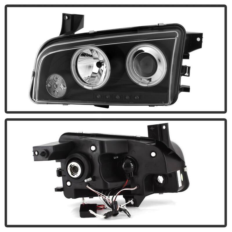 Spyder Auto Dodge Charger 06-10 Projector Headlights - Halogen Model Only- CCFL Halo - LED ( Replaceable LEDs ) - Black - 5009715