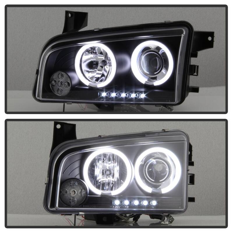 Spyder Auto Dodge Charger 06-10 Projector Headlights - Halogen Model Only- CCFL Halo - LED ( Replaceable LEDs ) - Black - 5009715