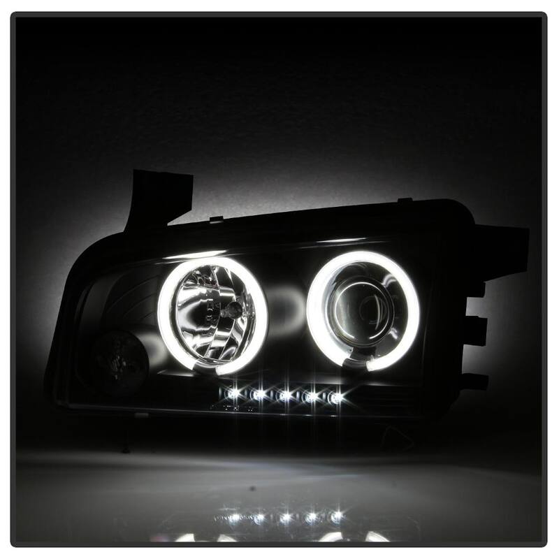 Spyder Auto Dodge Charger 06-10 Projector Headlights - Halogen Model Only- CCFL Halo - LED ( Replaceable LEDs ) - Black - 5009715