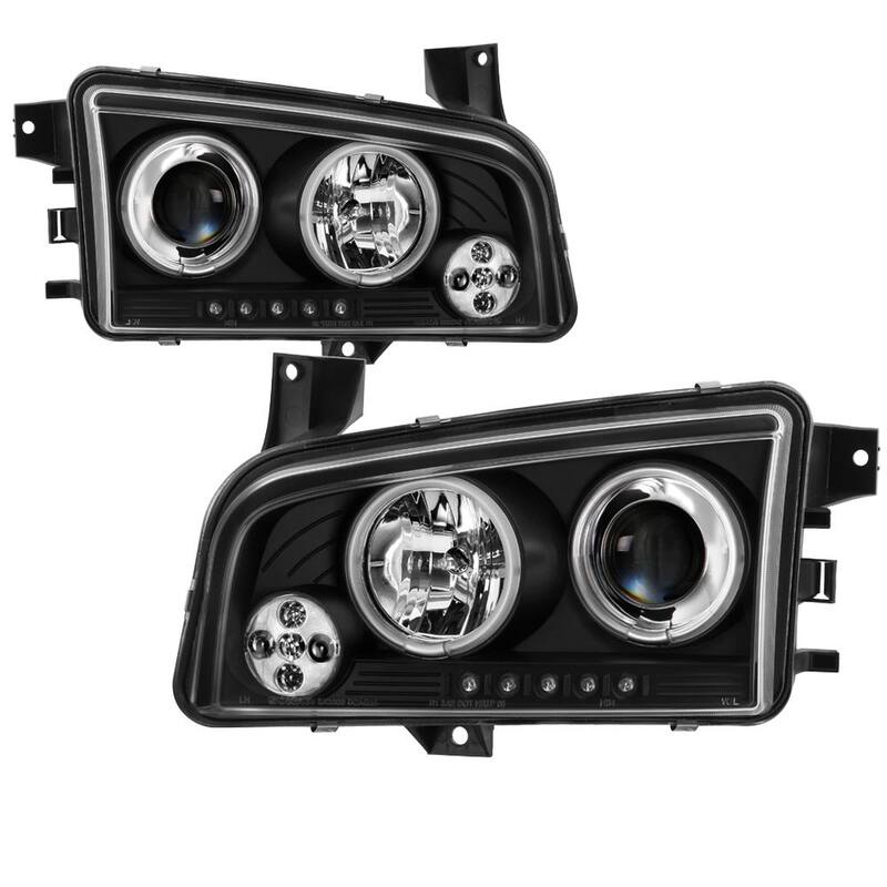 Spyder Auto Dodge Charger 06-10 Projector Headlights - Halogen Model Only- CCFL Halo - LED ( Replaceable LEDs ) - Black - 5009715