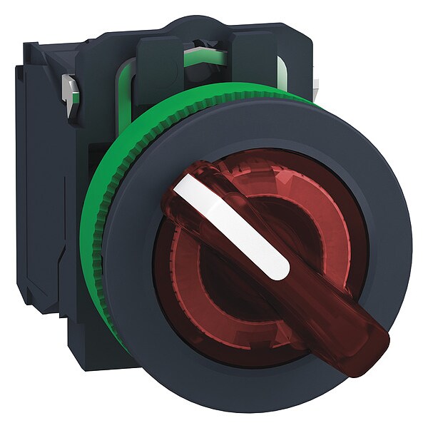 Interruptor selector Schneider Electric, Iluminado, 2 posiciones, 30mm, Rojo - XB5FK124G5