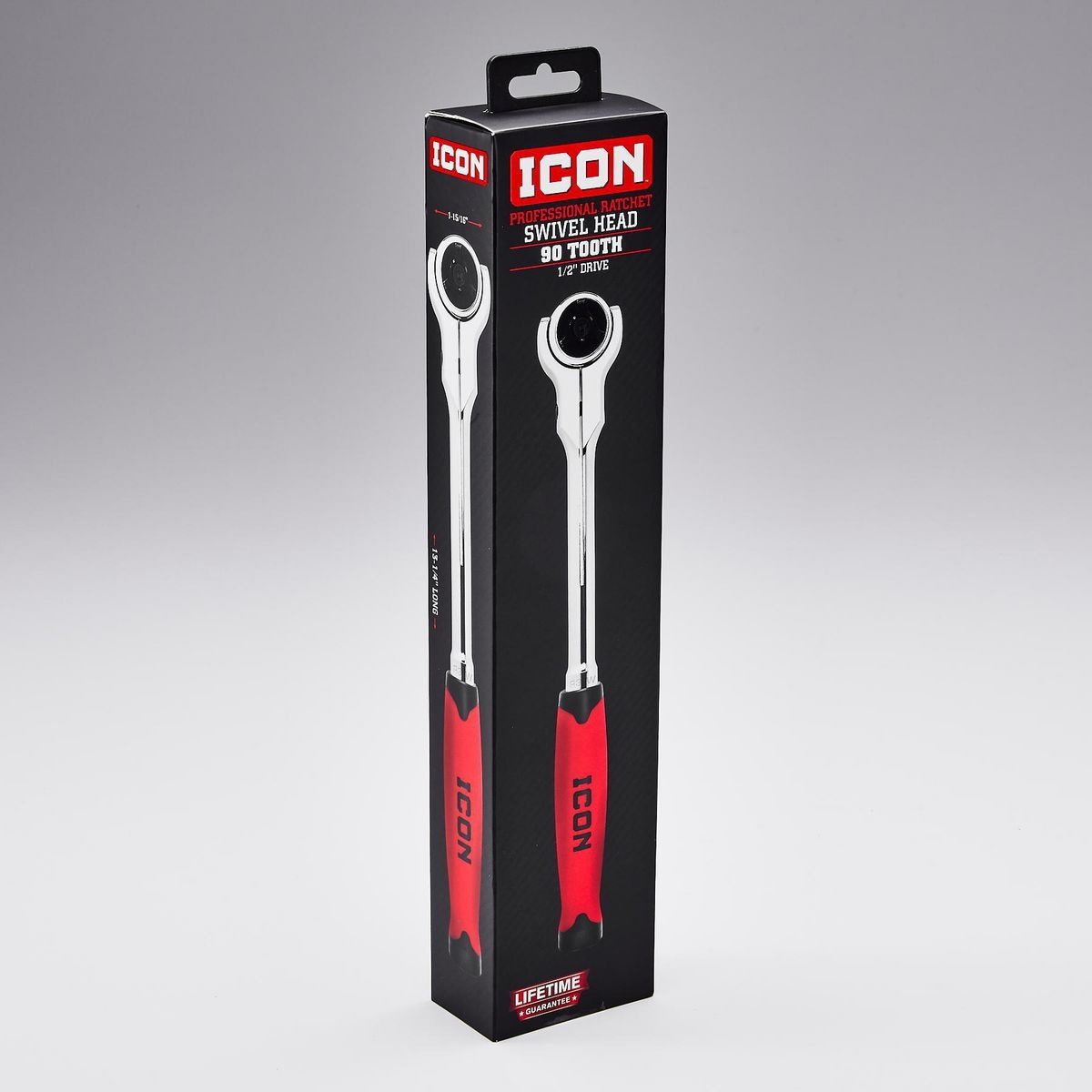 Llave de trinquete con cabezal giratorio profesional de 1/2 pulg. y agarre cómodo - 64703