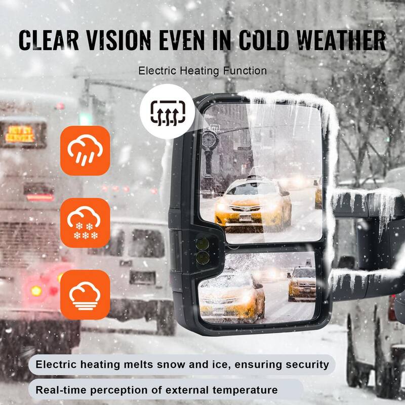 VEVOR Towing Mirrors Pair Set forChevrolet Silverado (2014-2021)/GMC Heating Defrost Manual Controlling Black - QYJHZKXFLSLDRZBHDV9