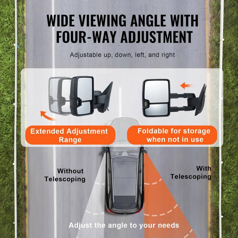 VEVOR Towing Mirrors Pair Set forChevrolet Silverado (2014-2021)/GMC Heating Defrost Manual Controlling Black - QYJHZKXFLSLDRZBHDV9