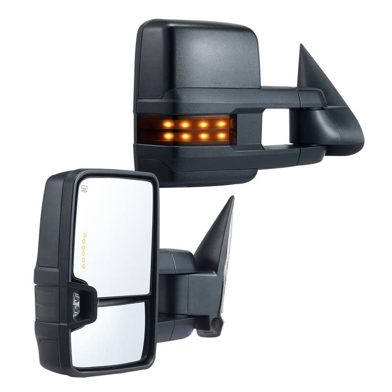 VEVOR Towing Mirrors Pair Set forChevrolet Silverado (2014-2021)/GMC Heating Defrost Manual Controlling Black - QYJHZKXFLSLDRZBHDV9