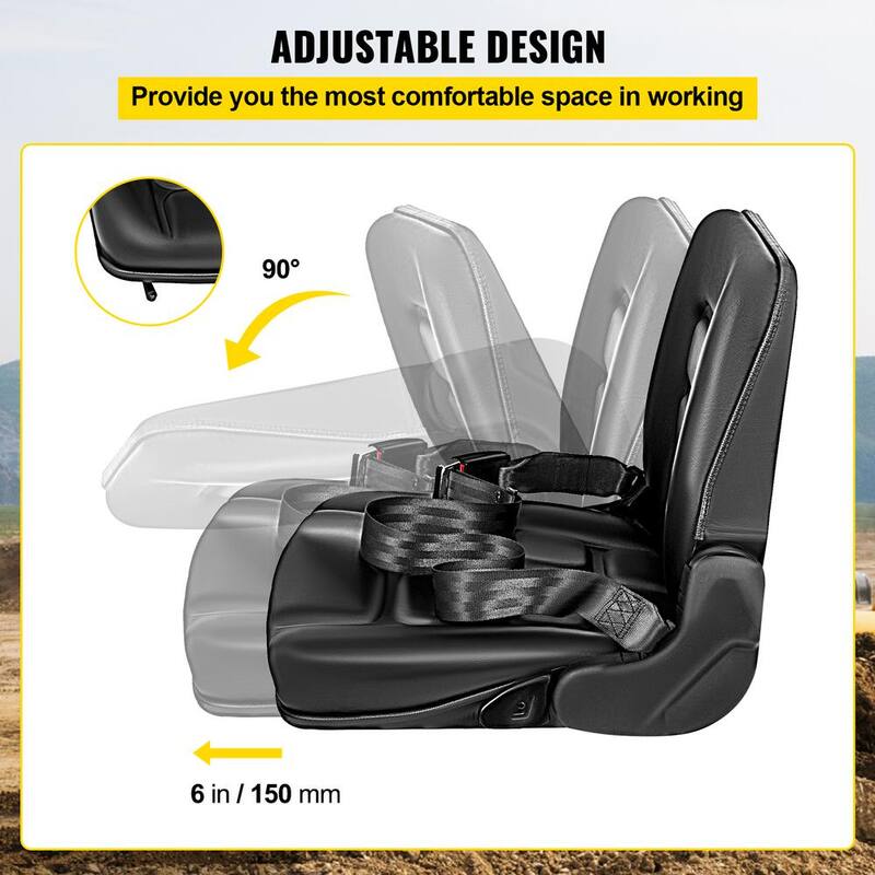 VEVOR Universal Adjustable Forklift Seat with Safety Belt Full Suspension Seat Replacement for Heavy Mechanical Seat - QCZYPJYS2CCZYAQD1V0