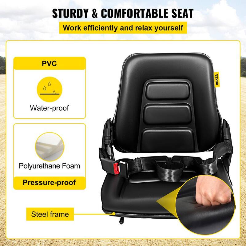 VEVOR Universal Adjustable Forklift Seat with Safety Belt Full Suspension Seat Replacement for Heavy Mechanical Seat - QCZYPJYS2CCZYAQD1V0