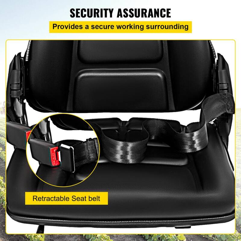 VEVOR Universal Adjustable Forklift Seat with Safety Belt Full Suspension Seat Replacement for Heavy Mechanical Seat - QCZYPJYS2CCZYAQD1V0