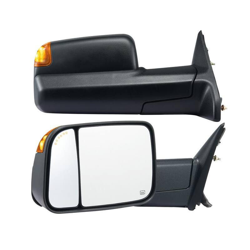 VEVOR Towing Mirrors Pair Set for 2009-2023 Dodge Ram 1500 2500 3500 with Ligh Manual Controlling Flipping Folding Black - QYJHZKDQGY15A1OUYV9