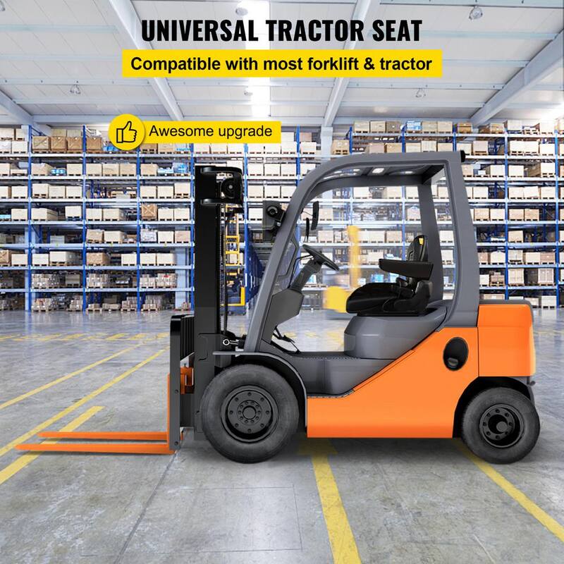 VEVOR Universal Fold Down Forklift Seat with Retractable Safety Belt Armrest Adjustable Seat for Excavator, Forklift, Tractor - QCZYPJYS2ZYAQDFS1V0