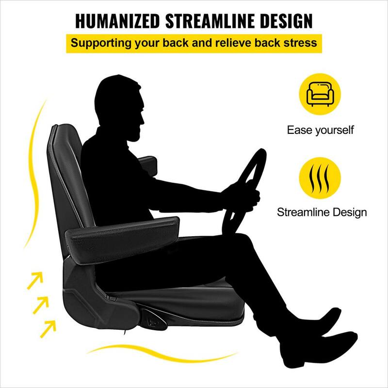 VEVOR Universal Fold Down Forklift Seat with Retractable Safety Belt Armrest Adjustable Seat for Excavator, Forklift, Tractor - QCZYPJYS2ZYAQDFS1V0