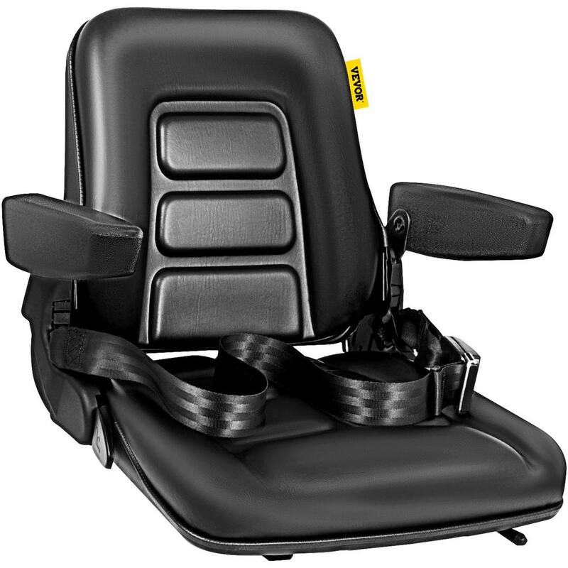 VEVOR Universal Fold Down Forklift Seat with Retractable Safety Belt Armrest Adjustable Seat for Excavator, Forklift, Tractor - QCZYPJYS2ZYAQDFS1V0