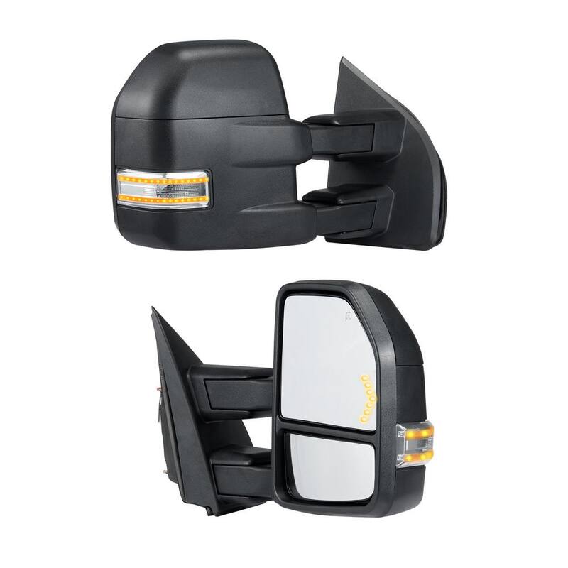 VEVOR Towing Mirrors Pair for 2015-2018 Ford F150 with Light Manual Controlling Telescoping Folding Heating Defrost - QYJHZKFTF150T43OYV9