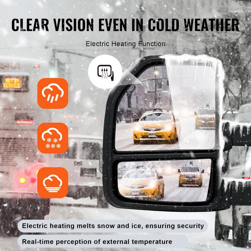 VEVOR Towing Mirrors Pair for 2015-2018 Ford F150 with Light Manual Controlling Telescoping Folding Heating Defrost - QYJHZKFTF150T43OYV9