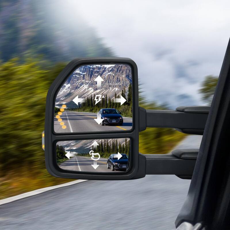 VEVOR Towing Mirrors Pair for 2015-2018 Ford F150 with Light Manual Controlling Telescoping Folding Heating Defrost - QYJHZKFTF150T43OYV9