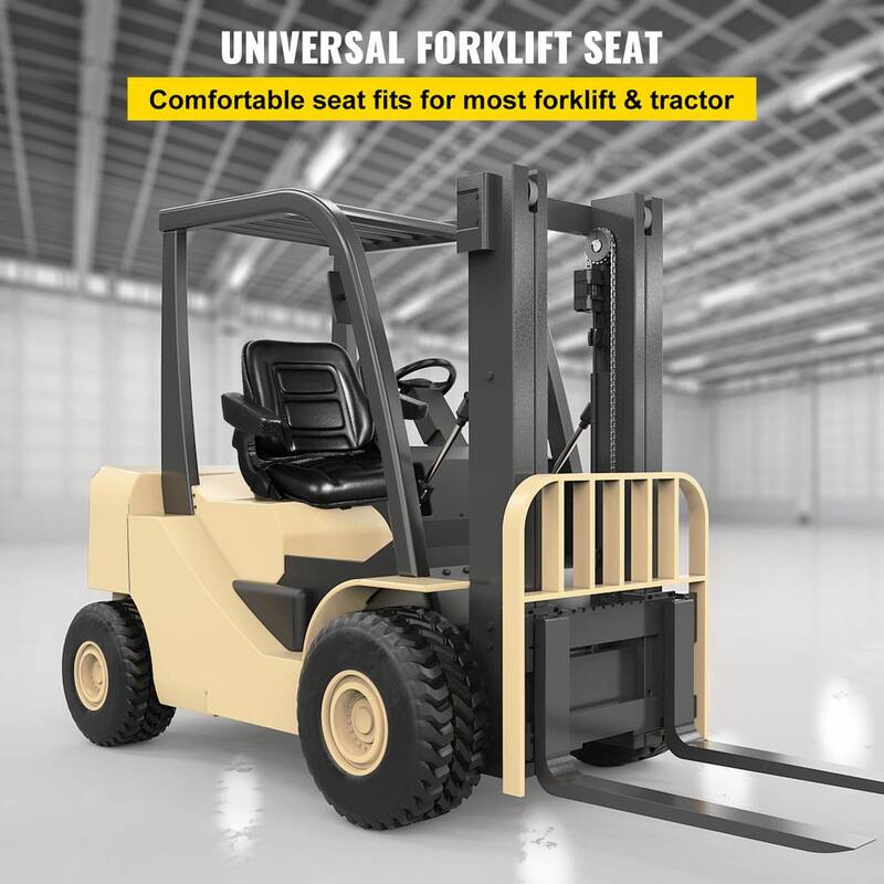 VEVOR Universal Forklift Seat PVC Tractor Seat 6 in. Adjustable Mower Seat Foldable Seat Including Armrests&Seat Switch, Black - CCZYFSAQKGYS2X3NUV0