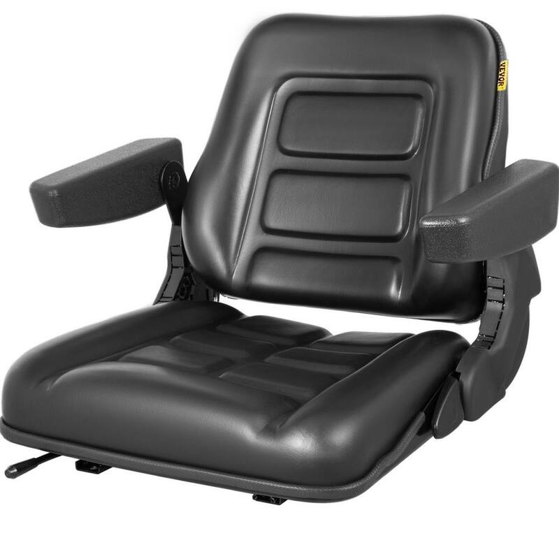 VEVOR Universal Forklift Seat PVC Tractor Seat 6 in. Adjustable Mower Seat Foldable Seat Including Armrests&Seat Switch, Black - CCZYFSAQKGYS2X3NUV0