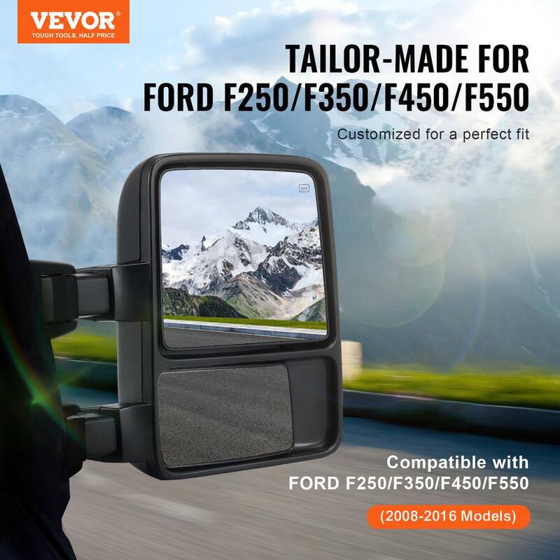 VEVOR Towing Mirrors Pair 2008-2016 Ford F250 F350 F450 F550 Manual Controlling Telescoping Folding Heating Defrost - QYJHZKFTF250VYPC4V9