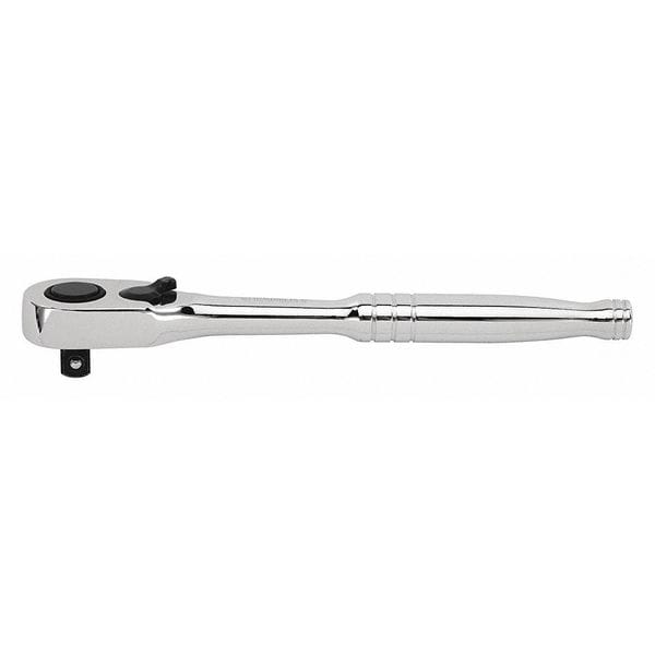 Stanley 3/8" Drive 52 Geared Teeth Pear Head Style Hand Ratchet, 8" L, Chrome Finish - 89-818
