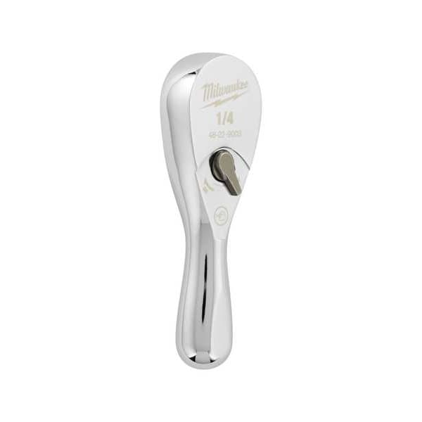 Milwaukee Tool 1/4 in Drive 90 Geared Teeth 1/4" Drive 3" Ratchet, 3" L, Chrome - 48-22-9003