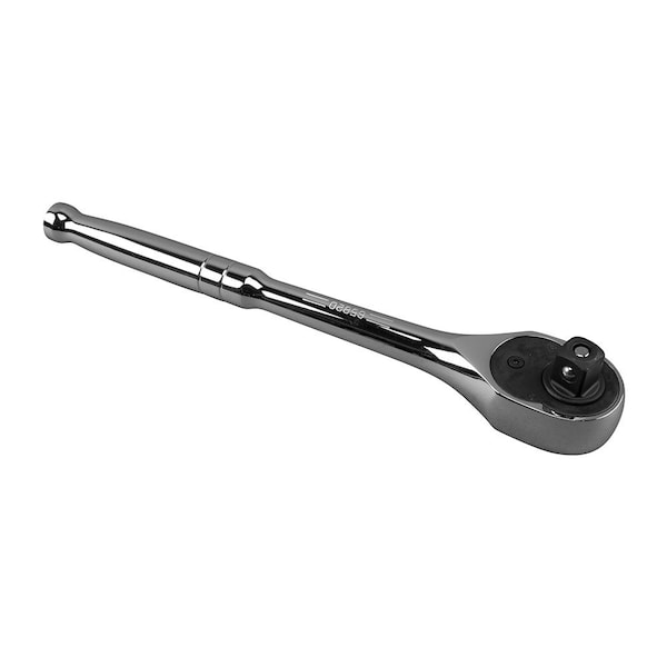 Klein Tools 1/2" Drive 72 Geared Teeth Round Head Style Hand Ratchet, 10" L, Chrome Plated Finish - 65820