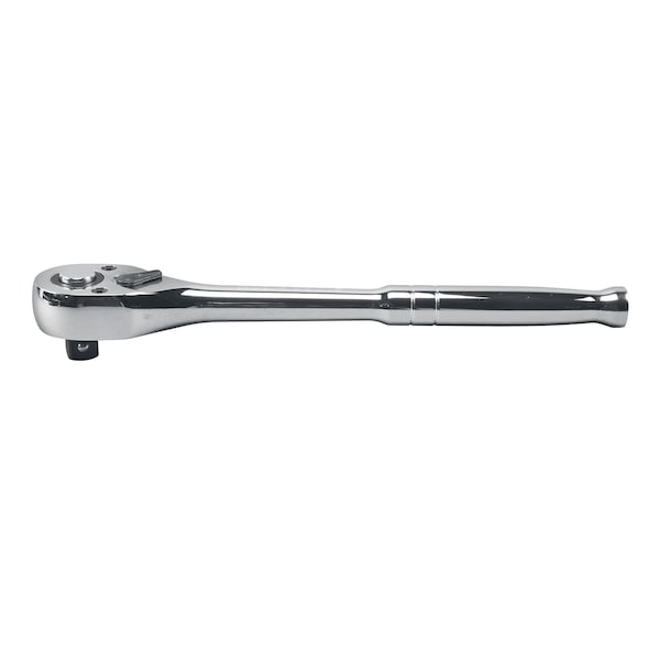 Klein Tools 1/2" Drive 72 Geared Teeth Round Head Style Hand Ratchet, 10" L, Chrome Plated Finish - 65820
