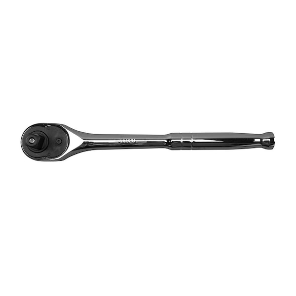 Klein Tools 1/2" Drive 72 Geared Teeth Round Head Style Hand Ratchet, 10" L, Chrome Plated Finish - 65820
