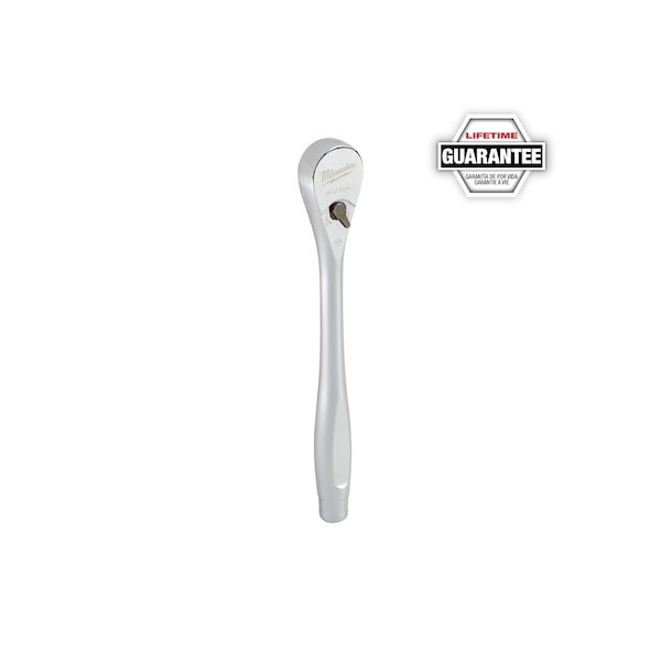 Milwaukee Tool 3/8" Drive 90 Geared Teeth Pear Head Style Hand Ratchet, 8-1/2" L, Chrome Finish - 48-22-9038