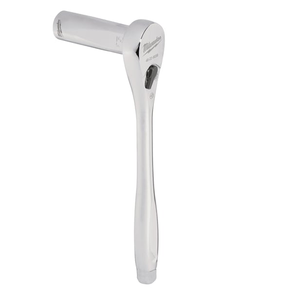 Milwaukee Tool 3/8" Drive 90 Geared Teeth Pear Head Style Hand Ratchet, 8-1/2" L, Chrome Finish - 48-22-9038