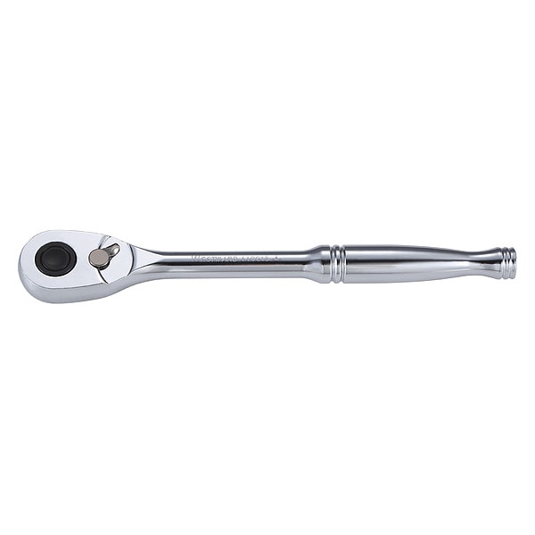 Westward 3/8" Drive 84 Geared Teeth Pear Head Style Hand Ratchet, 8-1/2" L, Chrome Finish - 440G15