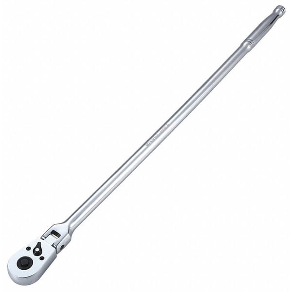 Westward 1/2" Drive 72 Geared Teeth Pear Head Style Hand Ratchet, 25" L, Chrome Finish - 440G16