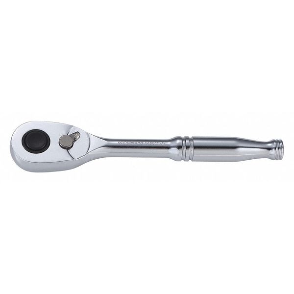 Westward 1/4" Drive 84 Geared Teeth Pear Head Style Hand Ratchet, 5-1/8" L, Chrome Finish - 440G11