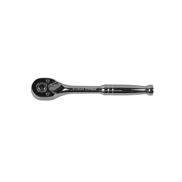 Klein Tools 3/8" Drive 72 Geared Teeth Round Head Style Hand Ratchet, 7" L, Chrome Plated Finish - 65720