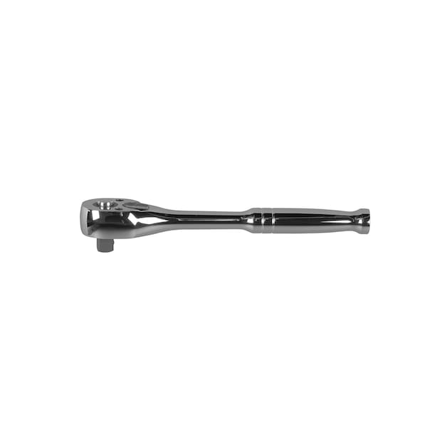 Klein Tools 3/8" Drive 72 Geared Teeth Round Head Style Hand Ratchet, 7" L, Chrome Plated Finish - 65720