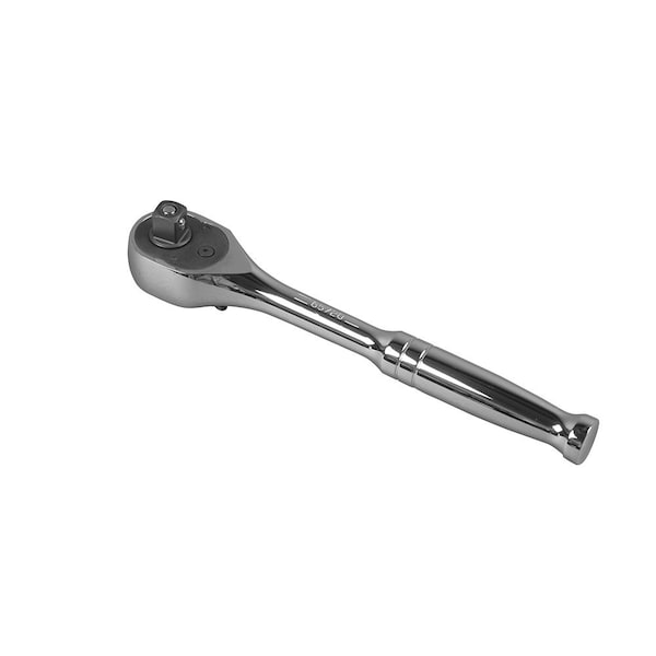 Klein Tools 3/8" Drive 72 Geared Teeth Round Head Style Hand Ratchet, 7" L, Chrome Plated Finish - 65720