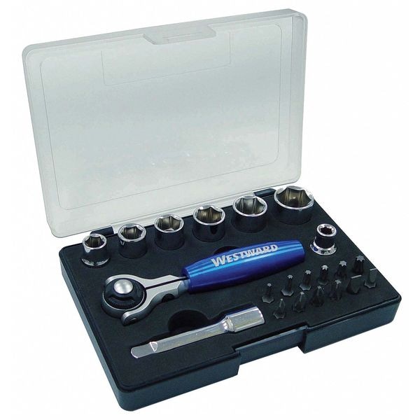 Westward 1/2" Drive 48 Geared Teeth Pear Head Style Hand Ratchet, 15" L, Chrome Finish - 5TZE7