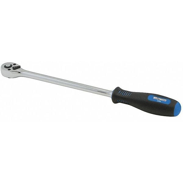 Westward 1/2" Drive 48 Geared Teeth Pear Head Style Hand Ratchet, 15" L, Chrome Finish - 5TZE7