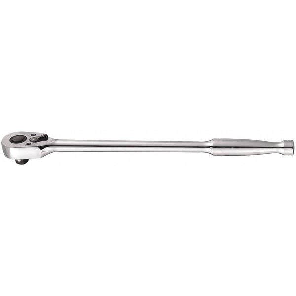 Westward 1/2" Drive 48 Geared Teeth Pear Head Style Hand Ratchet, 15" L, Chrome Finish - 5TZE7