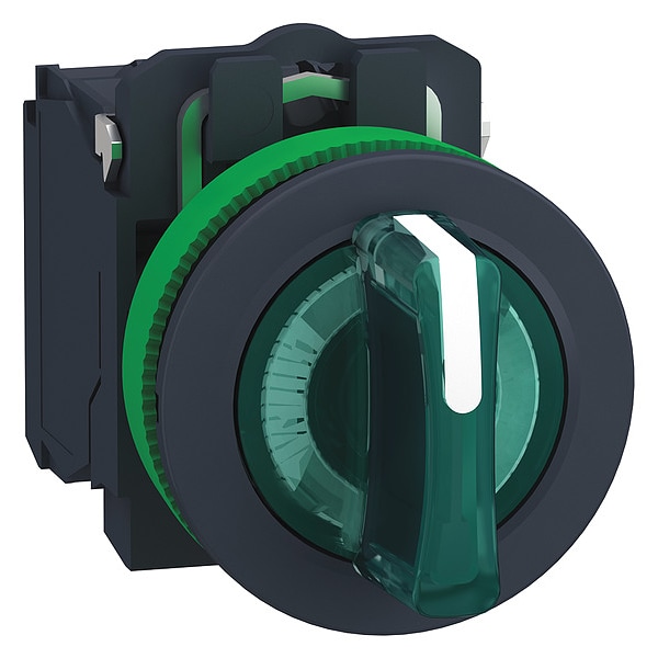 Interruptor selector Schneider Electric, Iluminado, 3 posiciones, 30mm, Verde - XB5FK133M5