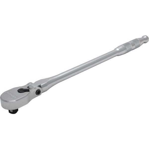 Proto 1/2" Drive 90 Geared Teeth Pear Head Style Hand Ratchet, 17-11/16" L, Full Polish Finish - J5450HTCF