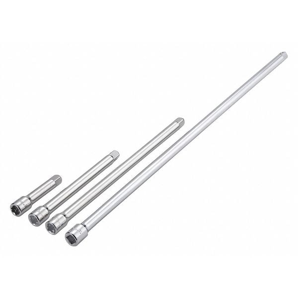 Westward Socket Extension Set 3/8" Dr, 3 in, 6 in, 10 in, 18 in L, 4 Pieces, Chrome - 54PP97
