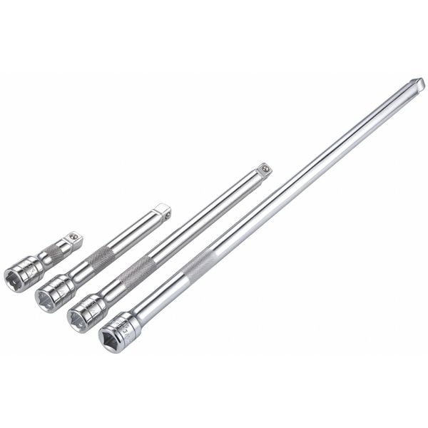 Westward Socket Extension Set 1/2" Dr, 3 in, 6 in, 10 in, 18 in L, 4 Pieces, Chrome - 54PR09