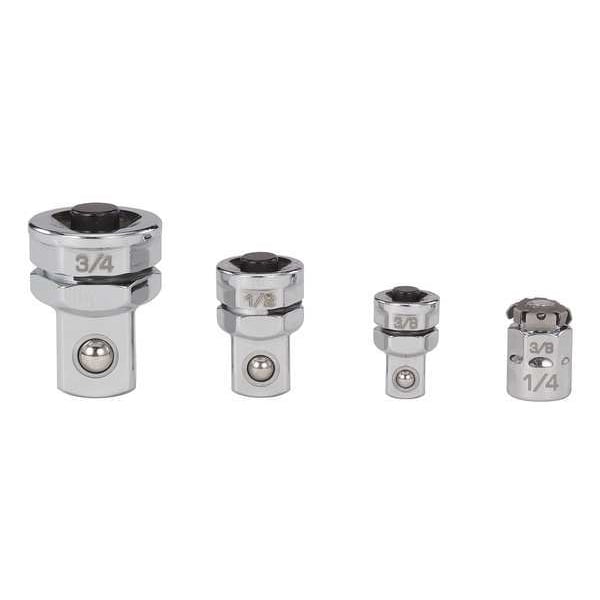 Proto 3/8", 1/2", 3/4" Drive Ratcheting Wrench Adapter Set, Metric, 4 pcs, Chrome - JHA4S