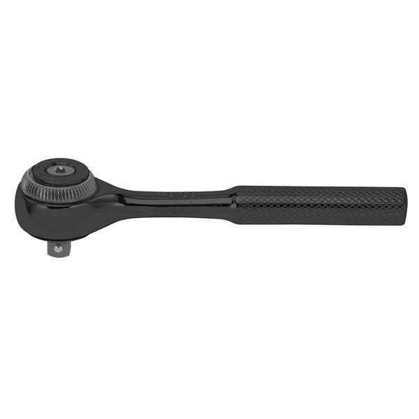 Proto 1/2" Drive 72 Geared Teeth Round Head Style Hand Ratchet, 9-3/8" L, Black Oxide Finish - J5452FBL