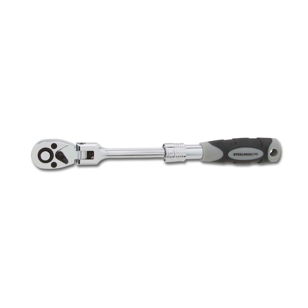Steelman 1/4-Inch Drive 72-Tooth Extendable Flex-Head Ratchet (6.75 - 8.75-Inch Length) - 96754