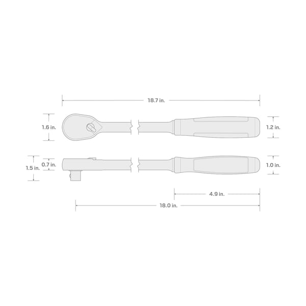 Tekton 1/2 Inch Drive x 18 Inch Comfort Grip Long Ratchet - SRH02218