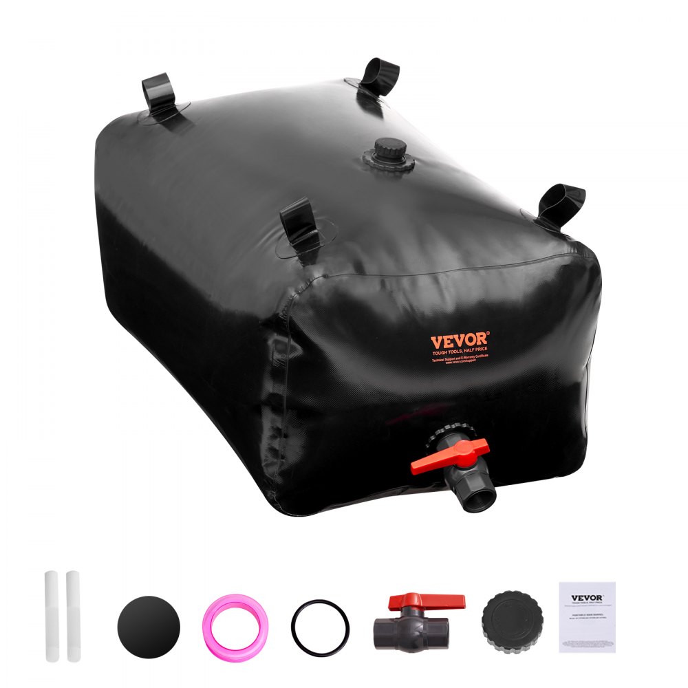 VEVOR Portable Water Storage Bladder 63.4 Gal PVC Collapsible Water Tank Black - CSDHSPVCB2401ECBZV0